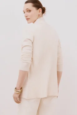 Cortefiel Camisolas-Casaco gola xaile Ecru