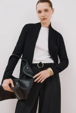 Cortefiel Camisolas-Casaco gola xaile Preto