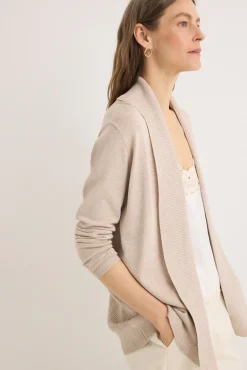 Cortefiel Camisolas-Casaco gola xaile Castanho