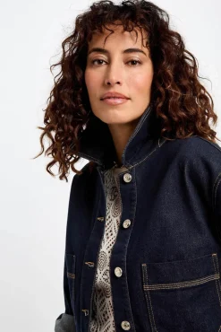 Morgan Sobretudos-Casaco jeans curta Azul