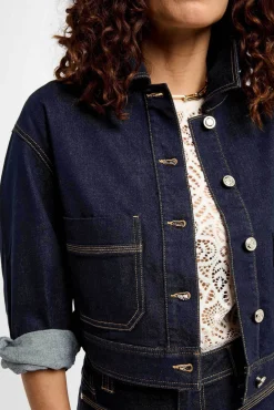 Morgan Sobretudos-Casaco jeans curta Azul