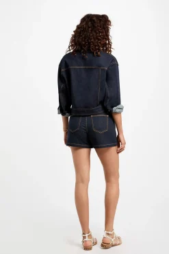 Morgan Sobretudos-Casaco jeans curta Azul