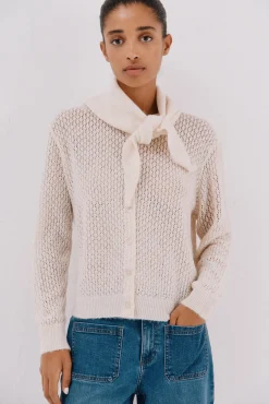 Cortefiel Camisolas-Casaco lenço de malha Ecru