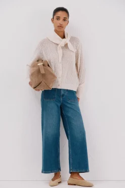 Cortefiel Camisolas-Casaco lenço de malha Ecru