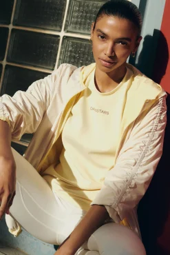 Dash and Stars Sobretudos-Casaco leve reversível com capuz amarelo impressão