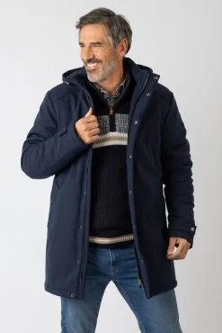 Privata Casacos-Casaco longa com capuz Azul