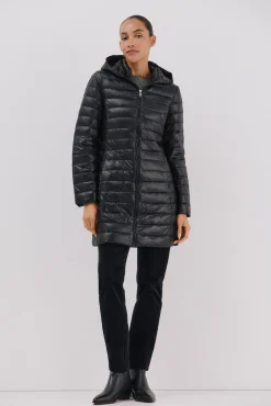 Cortefiel Casacos|Acolchoados E Agasalhos-Casaco longo de Sobretudo Preto