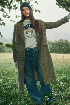 Springfield Casacos-Casaco longo xadrez sobretudo cru