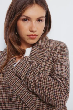 Springfield Casacos-Casaco longo xadrez sobretudo cru