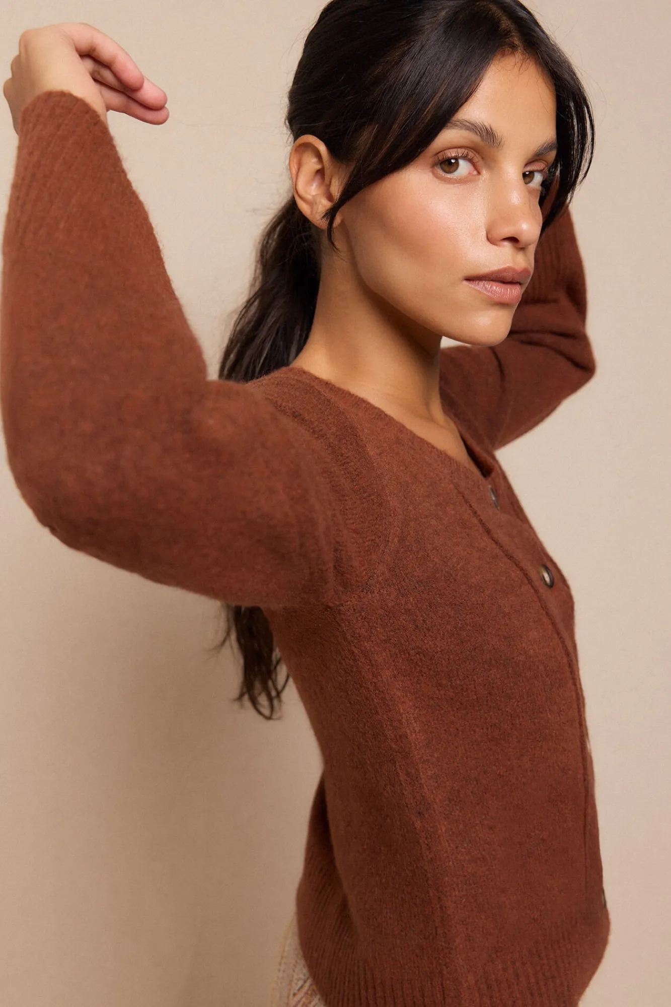 Slowlove Sobretudos-Casaco malha Castanho