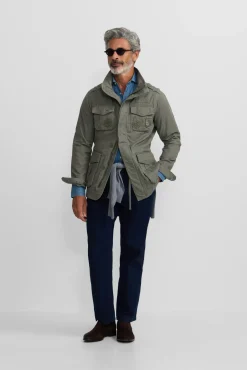 Silbon Casacos-Casaco militar com manchas tingidas Verde