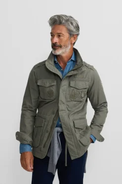 Silbon Casacos-Casaco militar com manchas tingidas Verde