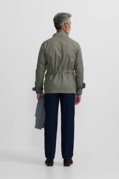 Silbon Casacos-Casaco militar com manchas tingidas Verde