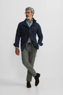 Silbon Casacos-Casaco militar com manchas tingidas Azul