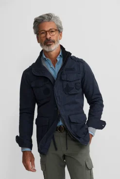 Silbon Casacos-Casaco militar com manchas tingidas Azul