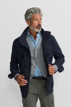 Silbon Casacos-Casaco militar com manchas tingidas Azul