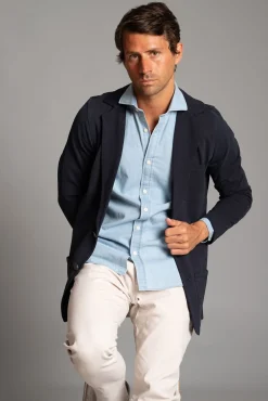 Cloking Blazers|Blazers-Casaco Piqué de Singapura Azul