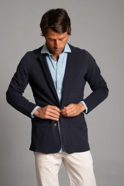 Cloking Blazers|Blazers-Casaco Piqué de Singapura Azul