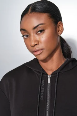 Dash and Stars Sobretudos-Casaco preta com fecho-éclair preto