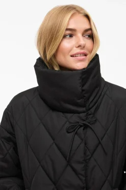 Vila Sobretudos|Casacos-Casaco sobretudo com gola chaminé Preto