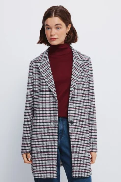 Springfield Casacos-Casaco sobretudo com gola de lapela vermelho