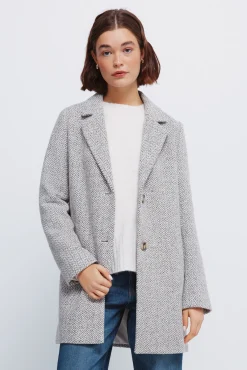 Springfield Casacos-Casaco sobretudo com gola de lapela cinzento