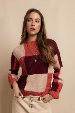 Slowlove Camisolas-Chaleco patchwork multicolor Vermelho