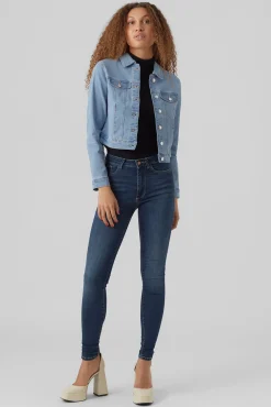 Vero Moda Sobretudos-Chaqueta vaquera Azul