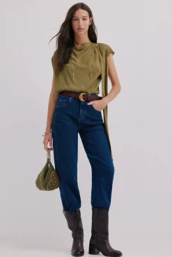 Hoss Intropia T-Shirts-Charlotte. Top drapeado Verde