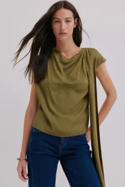 Hoss Intropia T-Shirts-Charlotte. Top drapeado Verde