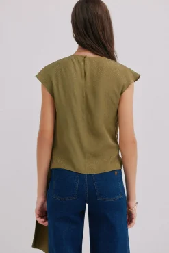 Hoss Intropia T-Shirts-Charlotte. Top drapeado Verde