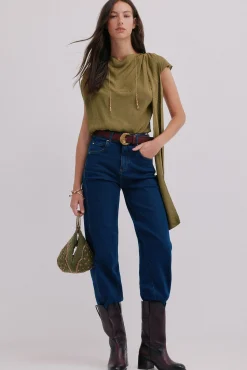 Hoss Intropia T-Shirts-Charlotte. Top drapeado Verde