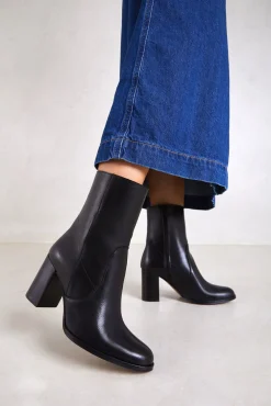 Bryan Stepwise Saltos|Calçado De Couro-Chiara Botim Preto