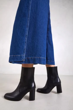 Bryan Stepwise Saltos|Calçado De Couro-Chiara Botim Preto