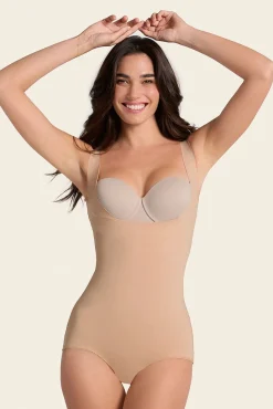 Leonisa Roupa Interior-Cinta modeladora de body com aparência invisível bege
