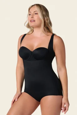 Leonisa Roupa Interior-Cinta modeladora de body com aparência invisível preto