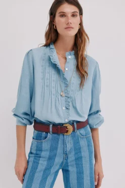 Hoss Intropia Blusas-Cintia. Blusa com folho na carcela Azul