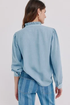 Hoss Intropia Blusas-Cintia. Blusa com folho na carcela Azul