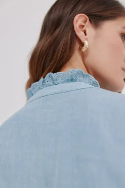 Hoss Intropia Blusas-Cintia. Blusa com folho na carcela Azul