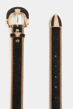 Morgan Cintos-Cinto com strass e correntes Preto