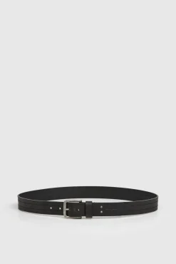 Pepe Jeans Cintos|Cintos-Cinto de couro com fivela quadrada preto