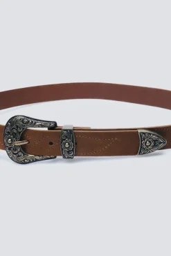 Springfield Cintos-Cinto de cowboy com fivela de flor cru