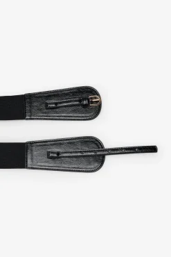 Cortefiel Cintos-Cinto de faixa de couro rachado Preto