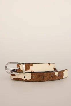 Pedro del Hierro Cintos-Cinto de pele com estampado de couro de vaca Marrom