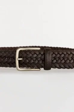 Pedro del Hierro Cintos-Cinto pele entrançado Marrom