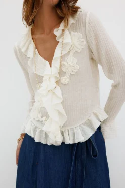 Hoss Intropia Blusas-Cira. Blusa com folhos Ecru