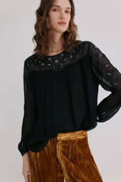 Hoss Intropia Blusas-Claire. Blusa bordada Azul