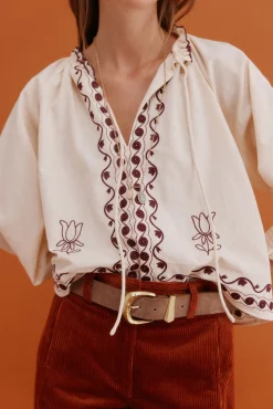 Hoss Intropia Blusas-Claudia. Blusa bordada Ecru