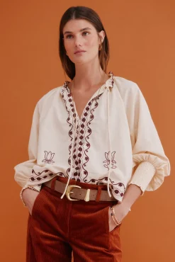 Hoss Intropia Blusas-Claudia. Blusa bordada Ecru