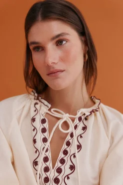 Hoss Intropia Blusas-Claudia. Blusa bordada Ecru